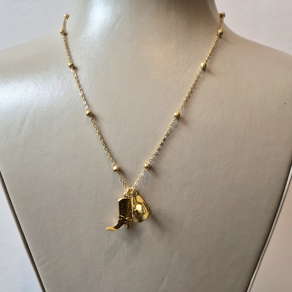 Western Charm Gold Boot Necklace